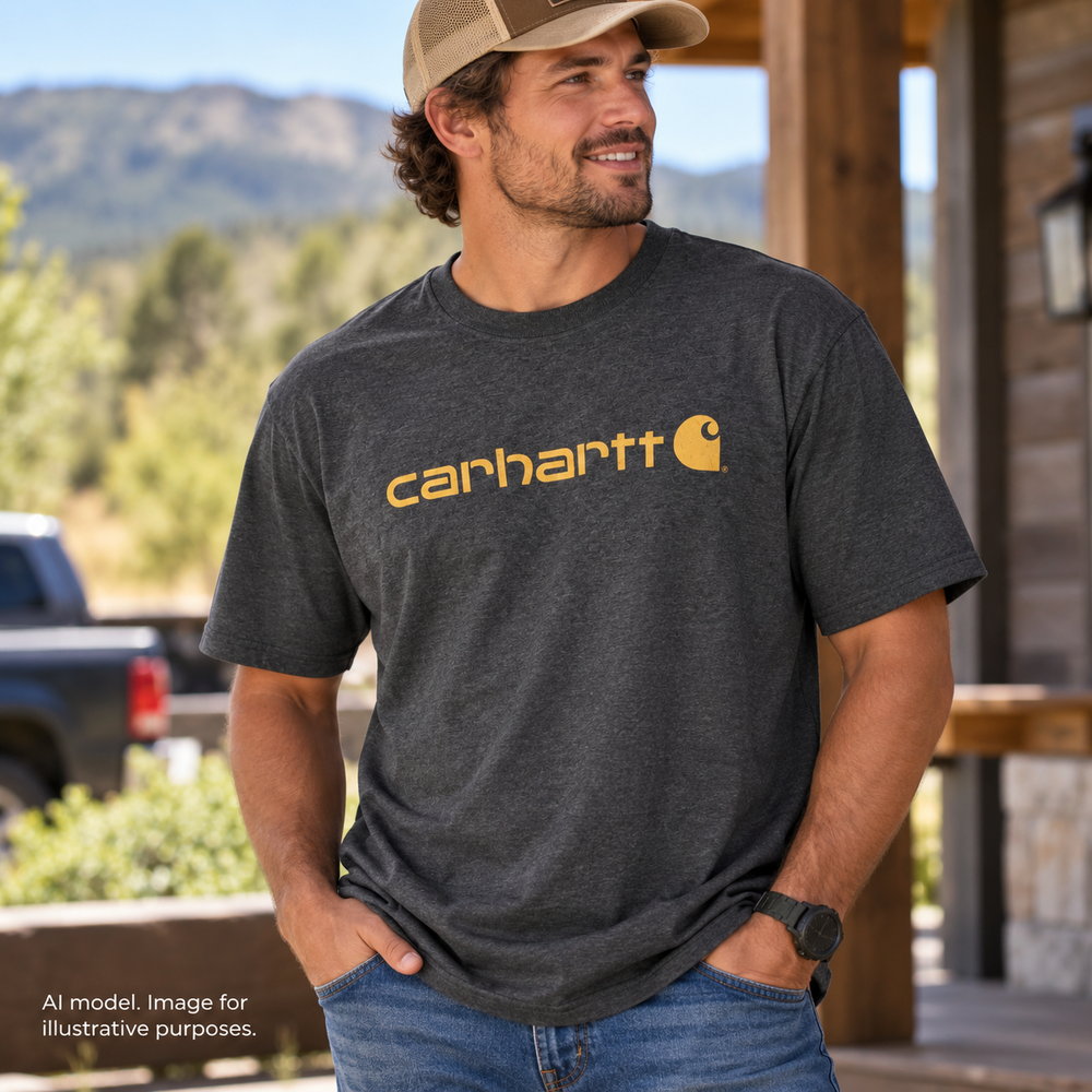 Carhartt Shirt Mens Extra Large Dark Gray Spellout Loose Fit Boxy Crew Pullover